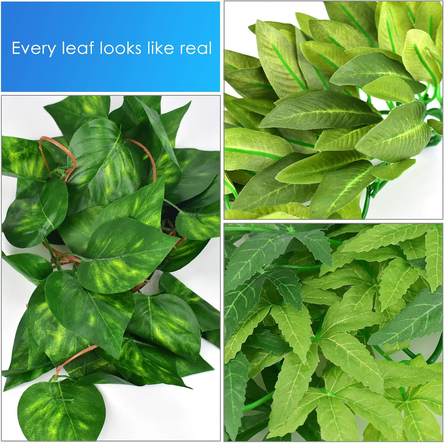 Fishtank Ornament Green Leaves,ERKOON Artificial Plastic Plant 3 Pieces Set Reptile Habitat and Aquarium Fish Terrarium and Home Aquarium Decor - Image 4