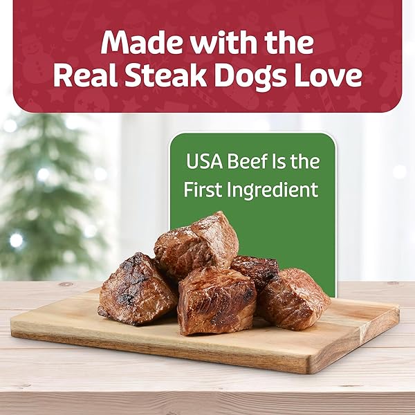 BLUE BUFFALO NUDGES STEAK GRILLERS, NATURAL HOLIDAY DOG TREATS, MADE IN THE USA WITH REAL BEEF, 5-OZ. BAG