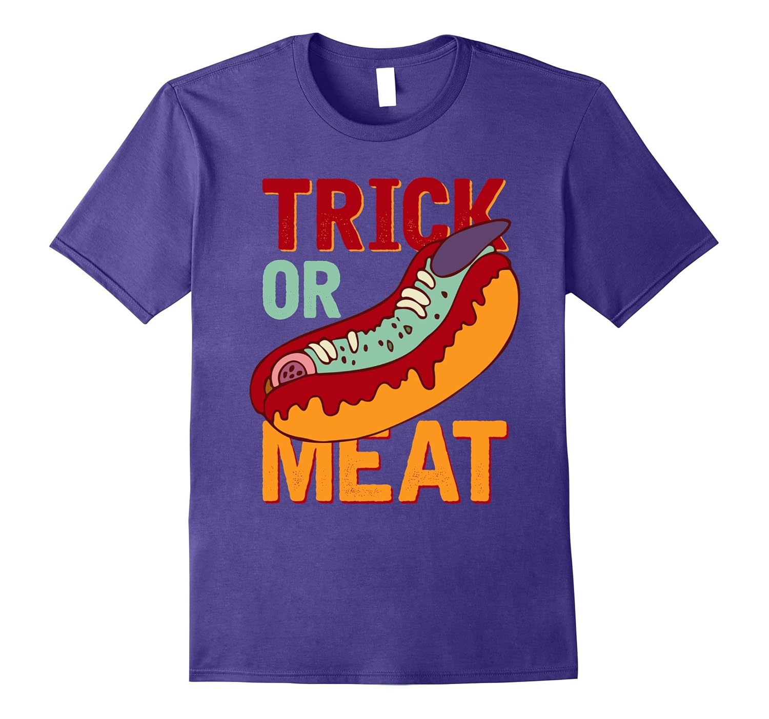 Funny Halloween Trick Or Meat T-Shirt Scary Hot Dog Costume-ANZ