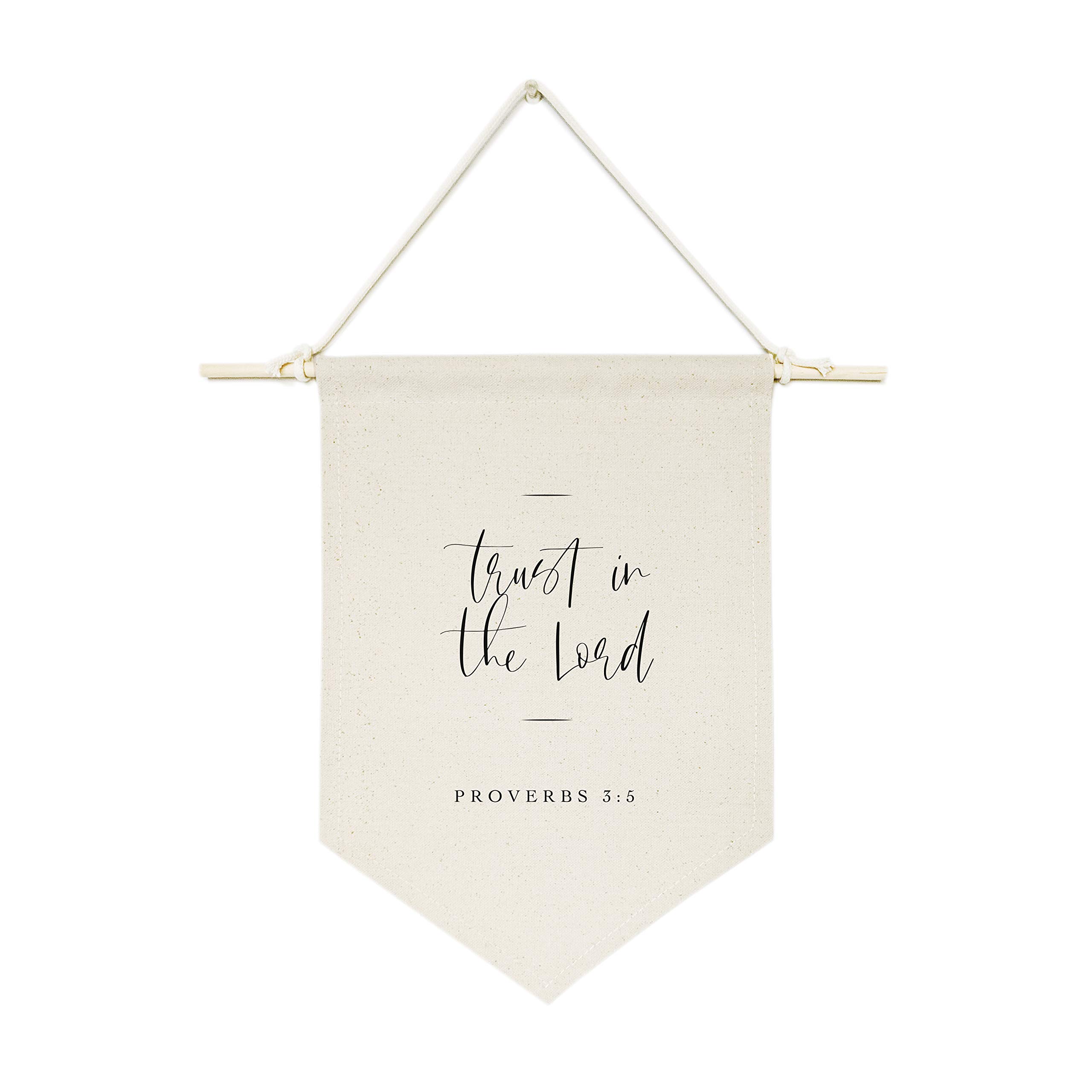 The Cotton & Canvas Co. Trust in The Lord, Proverbs 3:5 Bible Verse, Religious, Scripture Hanging Wall Canvas Banner