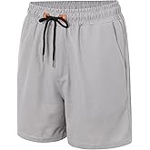 Blokehoway Men's Waffle Shorts Casual Elastic Waist Drawstring Lightweight Loose Fit Beach Shorts 5" with Pockets