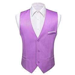Barry.Wang Mens Purple Formal Vest Striped Casual
