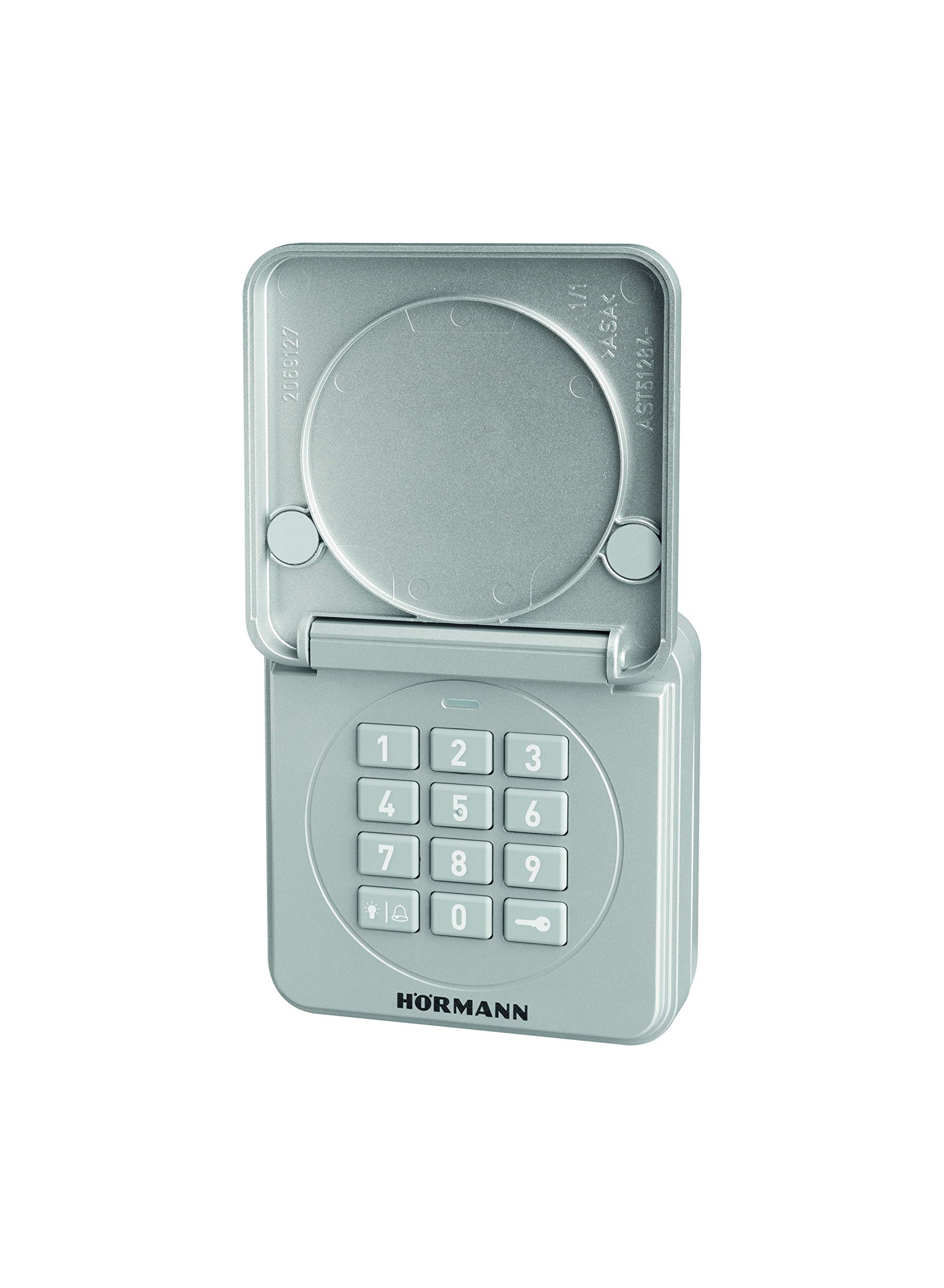 Hörmann Wireless Code Button FCT 10-1 BS (868 MHz, for up to 10 Gate Operators, Illuminated Keyboard, Hinged Cover, Colour RAL 9006) 4511861, Grey