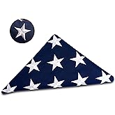DANF Memorial American Flag 5x9.5 ft Burial Flag 100% Heavy Duty Cotton for Veteran,Embroidered Stars, Sewn Stripes,Brass Grommets US USA Military Flags for Display Case