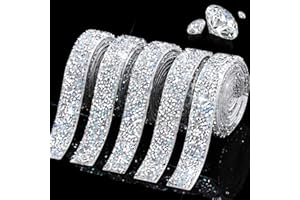 XINNUN 5 Rolls Crystal Rhinestone Ribbon Shiny Rhinestone Ribbon Resin Diamond Ribbon Self-Adhesive Crystal Rhinestone Diamond Ribbon Bling Ribbon for Arts Crafts DIY Party Decor(AB Color,Basic Style)
