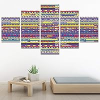 SIGNWIN 5 Panel Canvas Wall Art Modern Art Contemporary Dramatic Geometric Mixed Media Multicolor Patterns for Home Decorations Ready to Hang - 60
