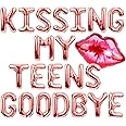 JeVenis Kissing My Teens Goodbye Balloon Banner Birthday Party Balloons 20th Birthday Party Decor Twenties Birthday Party Decorations