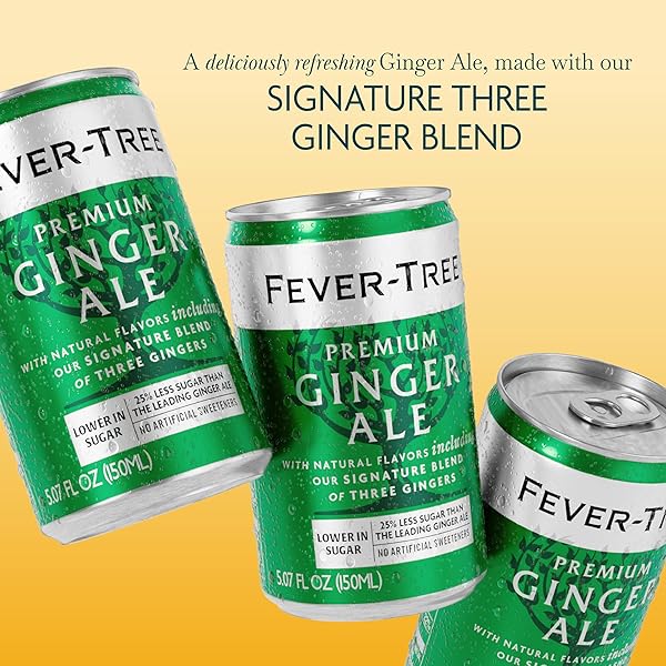 FEVER-TREE GINGER ALE – PREMIUM MIXER FOR COCKTAILS AND MOCKTAILS, 5.1 FL OZ CANS, PACK OF 8 – NATURALLY SOURCED, NON-GMO