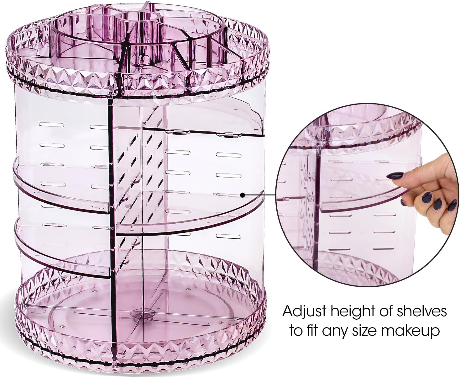 Sorbus Rotating Makeup Organizer, 360° Rotating Adjustable Carousel Storage for Cosmetics, Toiletries, and More — Great for Vanity, Bathroom, Bedroom, Closet, Kitchen (Purple): Home Improvement