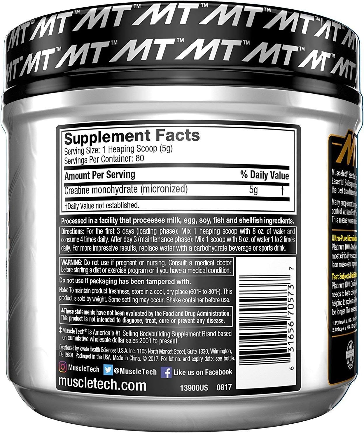 Creatine Monohydrate Powder - Mass Gainer | MuscleTech Platinum Creatine Powder | Pure Micronized Creatine Powder | Post Workout Supplement, Muscle Recovery + Muscle Builder | Unflavored (80 Servings): Health & Personal Care