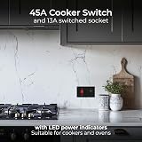 BG Electrical Nexus Metal Cooker Switch with Socket 45A Matt Black NFB70B view 4