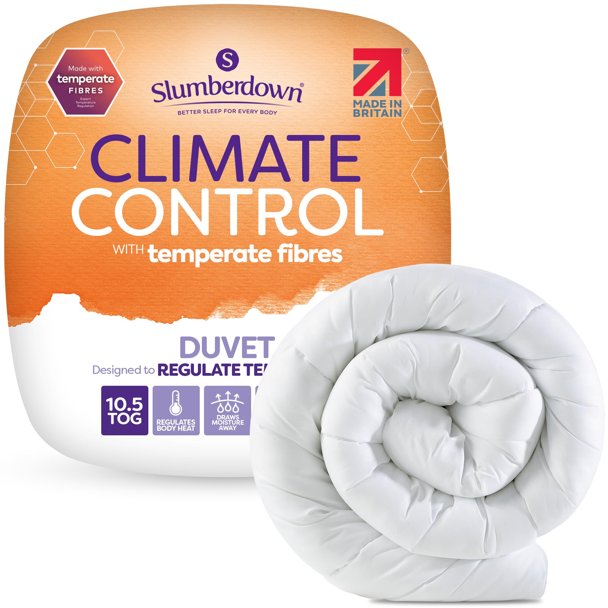 Slumberdown Climate Control King Size Duvet 10.5 Tog - Climate-Adaptive All-Year Round King Quilt for Summer, Autumn & Winter | UK Made, Non-Allergenic, Washable (225 x 220cm)