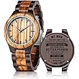 UMIPHIMAT Personalized Engraved Wooden Watches - Custom Anniversary Birthday Wood Watches for Men Husband Boyfriend Dad Him Son
