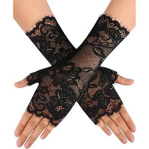 Avidlove Women Short Lace Glove Fingerless Sunblock Wrist Gloves Gothic | Exquisite Stretch Lace for All-day Comfort,Perfect