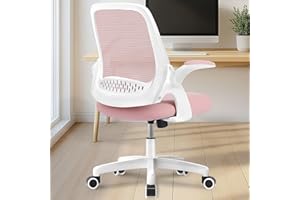 NEO CHAIR Office Desk Computer Gaming Ergonomic Chair with Lumbar Back Support Adjustable Height Swivel Wheels Flip-up Arms Mesh Chair for Home or Office (Pink)