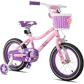 JOYSTAR Paris Girls Bike with Training Wheels for Ages 3-10Y | 14-20 Inch Kids Bike with Training Wheels Basket &amp; Handbrake Kids' Bicycle