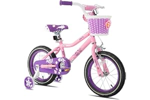 JOYSTAR Paris Girls Bike for Ages 3-8 Years Old, 14 16 18 Inch Kids Bike with Training Wheels, Basket and Handbrake, Multiple Colors