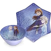 Zak Designs Disney Frozen II Movie Kids Embossed Dinnerware Set, Including 9in Melamine Plate and 6in Bowl Set, Durable…