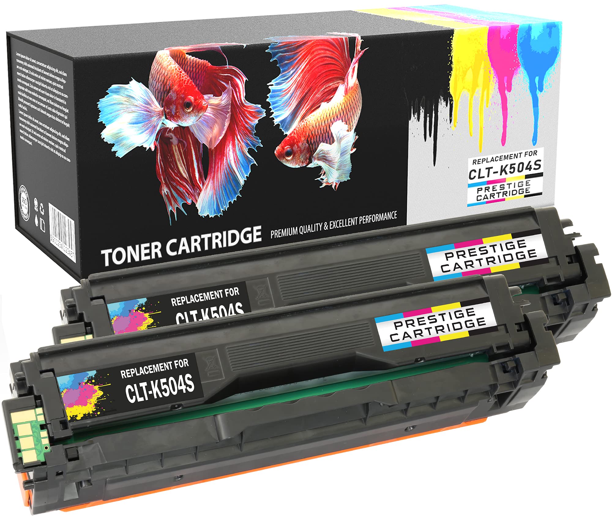 Prestige Cartridge CLT-K504S Pack of 2 Compatible Laser Toner Cartridges for Samsung CLP-415N, CLP-415NW, CLX-4195FN, CLX-4195N, CLX-4195FW, Xpress C1810W, C1860FN, C1860FW - Black