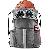 BeeGreen Drawstring Backpack Bag with Shoe Compartment, X-Large Black Gym Sports String Cinch Backpack