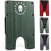 SAVAGE SPARTAN Military Minimalist Wallet - Slim Tactical RFID Blocking Aluminum Metal Credit Card Holder with Money Clip for Men (Army Green)