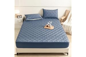 PAJEO Waterproof Mattress Protector Twin Size, Premium Cotton Mattress Cover 100 GSM, Breathable,Elastic Fitted with Stretchable Pockets (Blue)