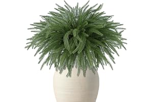 DR.DUDU 18" Norfolk Pine Stems Christmas Decor- 12 Pack Real Touch Artificial Branches for Vase Filler, Faux Greenery Stems for Mantel Table Xmas Indoor Decorations