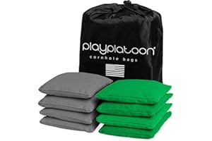 Play Platoon Premium Weather Resistant Duckcloth Cornhole Bags - Set of 8 Bean Bags for Corn Hole Game - Regulation Size & Weight