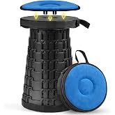 getlstub Collapsible Stool with Removable Cushion, 3-17.7 in, 400 lb | Adjustable telescoping Folding Stool with removable cushion and carry strap for camping, fishing and outdoor events.