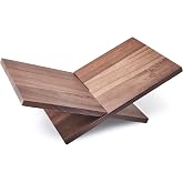 Honygebia Solid Walnut Wood Book Stand, Cross Frame Open Display Holder | Solid Walnut Wood, 14mm Thick Panels, 9.5"D x 15.8"W x 5.5"H, Sturdy Structure Holds up to 36lbs, Open Display for Books