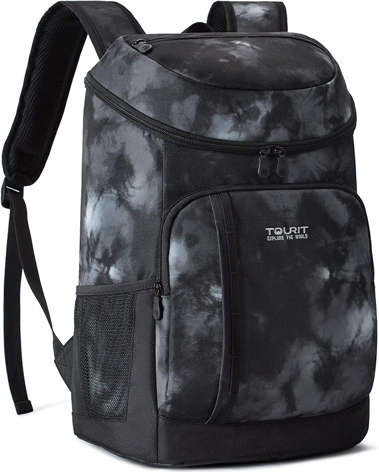 TOURIT Cooler Backpack 30 Cans Lightweight Insulated Backpack Cooler Leak-Proof Soft Cooler Bag Large Capacity for Men Women to Picnics, Camping, Hiking, Beach, Park or Day Trips (Tie-Dyed Black)