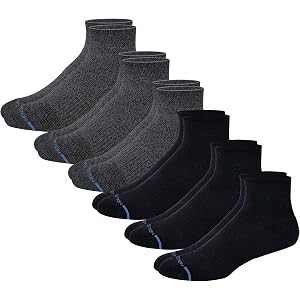 Dr. Motion Men's Quarter Crew Compression Socks for Everyday Wear, 6 Pairs