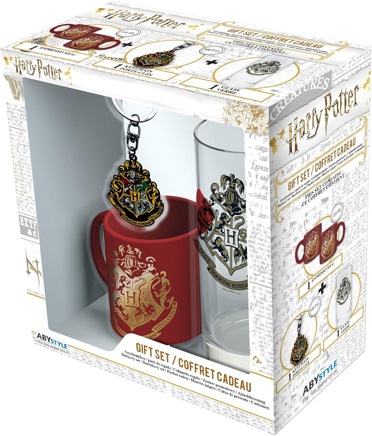 ABYstyle Harry Potter Gift Box Hogwarts Glass + Keyring + Mini