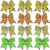 UCZOM 12 Pcs Sparkled Christmas Bows, 5.5Inch Red Green Large Wreaths Bows for Christmas Tree Ornaments, Gift Wrapping Garland, Xmas Party Crafts Decoration
