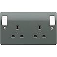 MK K2746GRA 13 amp 2-Gang Double-Pole Switch Socket with Out Rockers