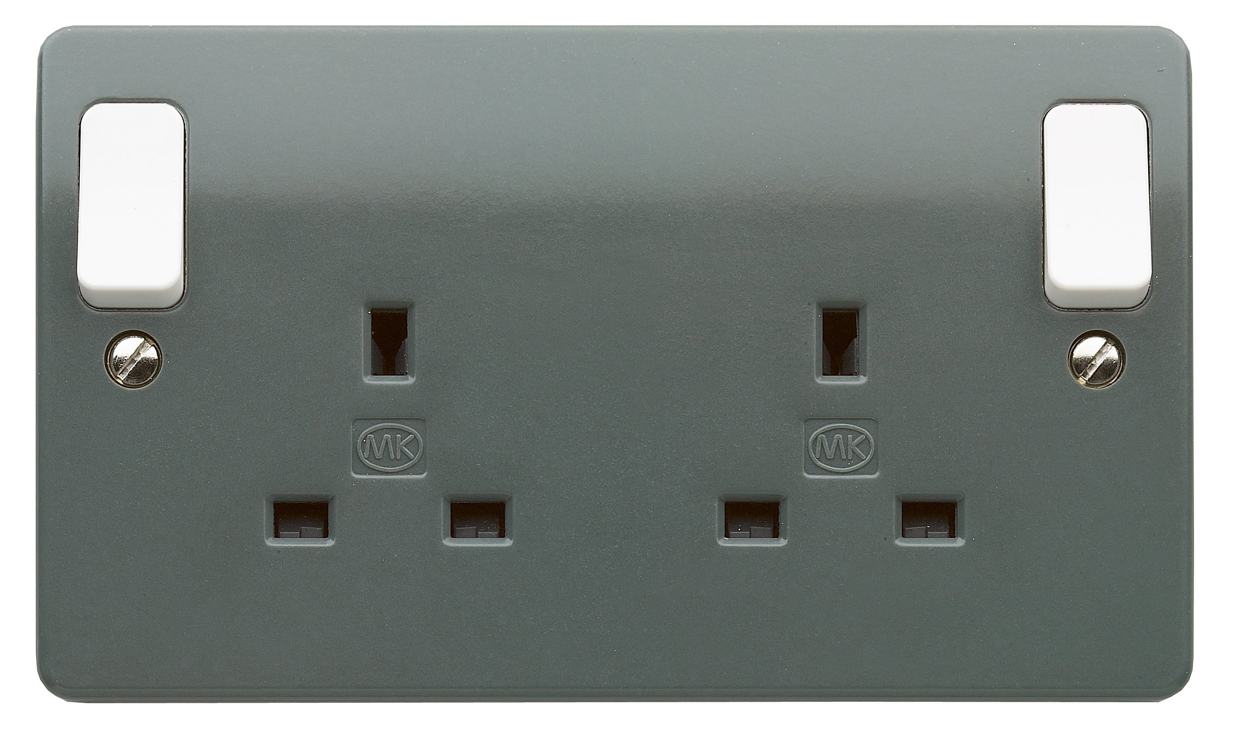 Mk K2746GRA 13A 2g Double Pole Switch Socket with Out Rockers