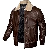 STREGA Mens leather jacket Genuine Lambskin Bomber Jacket men Brown with Removable Sherpa Collar– Premium Leather jacket men