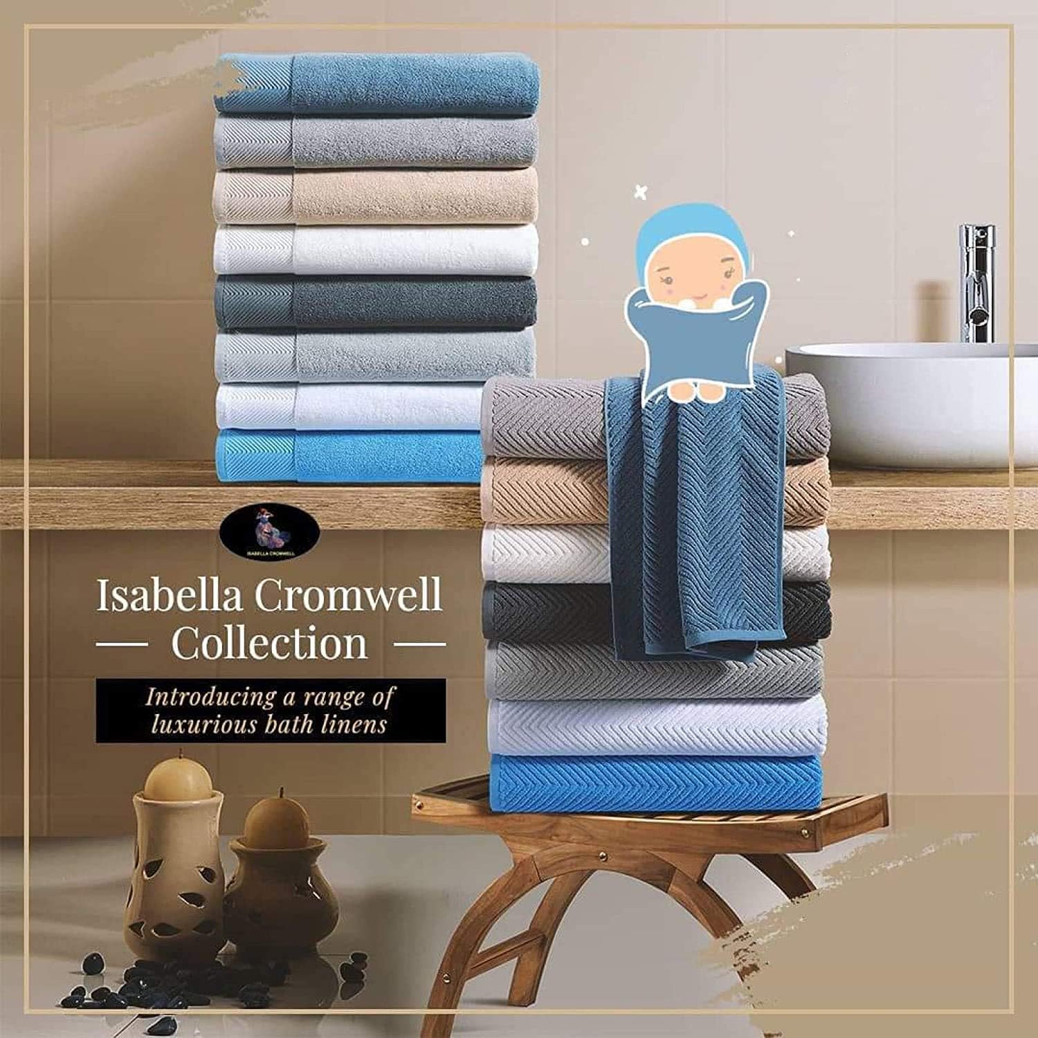 6 Piece Bath Towel, 100% Cotton 600 GSM Chevron Towel Set, 2 Bath Towels, 2 Hand Towels, 2 Wash Cloths Extra Soft Fluffy, Highly Absorbent Quick-Dry Luxurious Hotel Spa Quality Towels - (Jade): Home & Kitchen