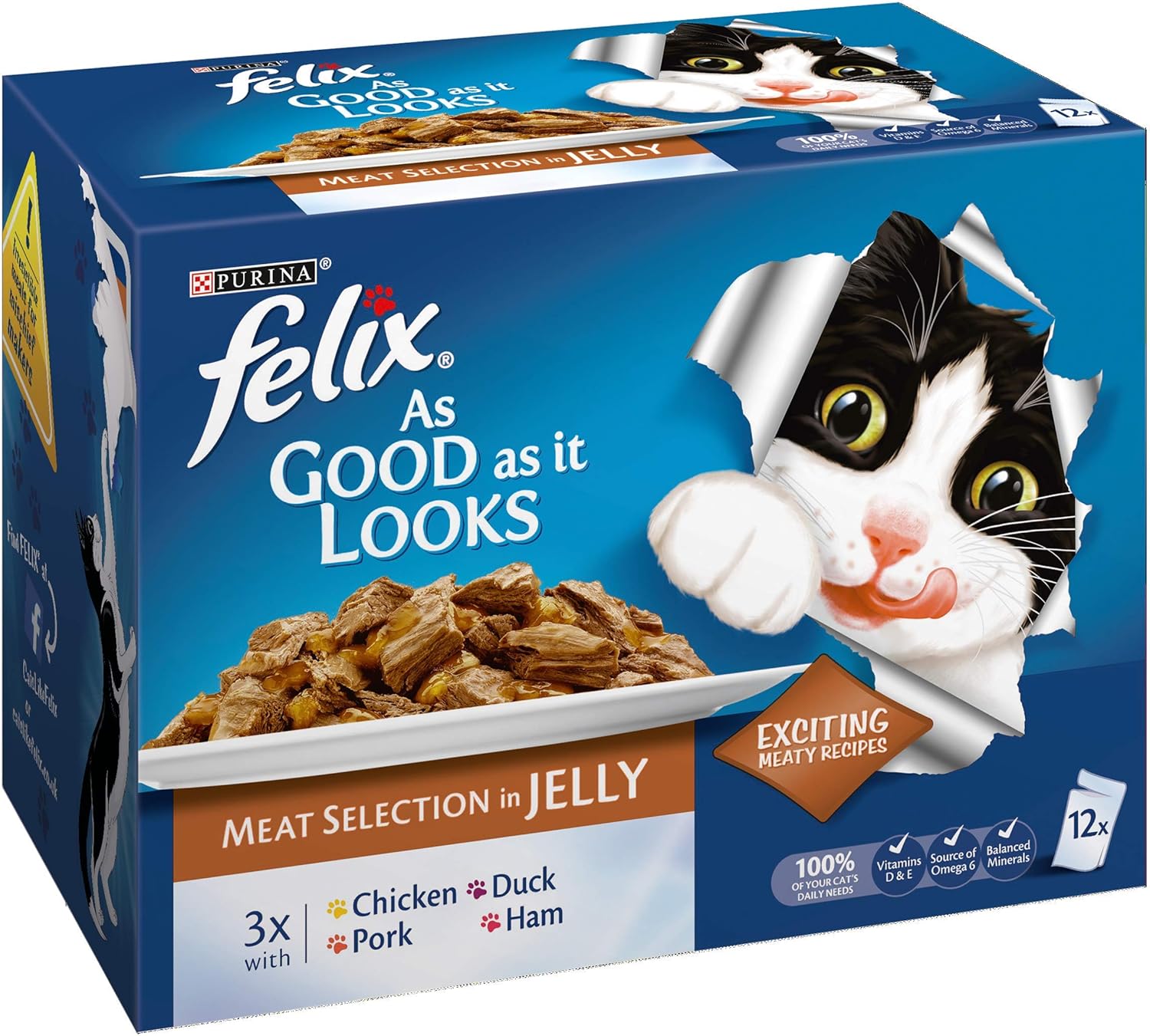 Felix As Good As It Looks Cat Food Meat Selection, 12 x 100 g, red, 1.2 kg (Pack of 1) - Image 3