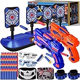 POKONBOY Digital Shooting Target Set, Kids Shooting Games Toys with 2 Foam Dart Toy Guns Birthday for 6-12 Kids