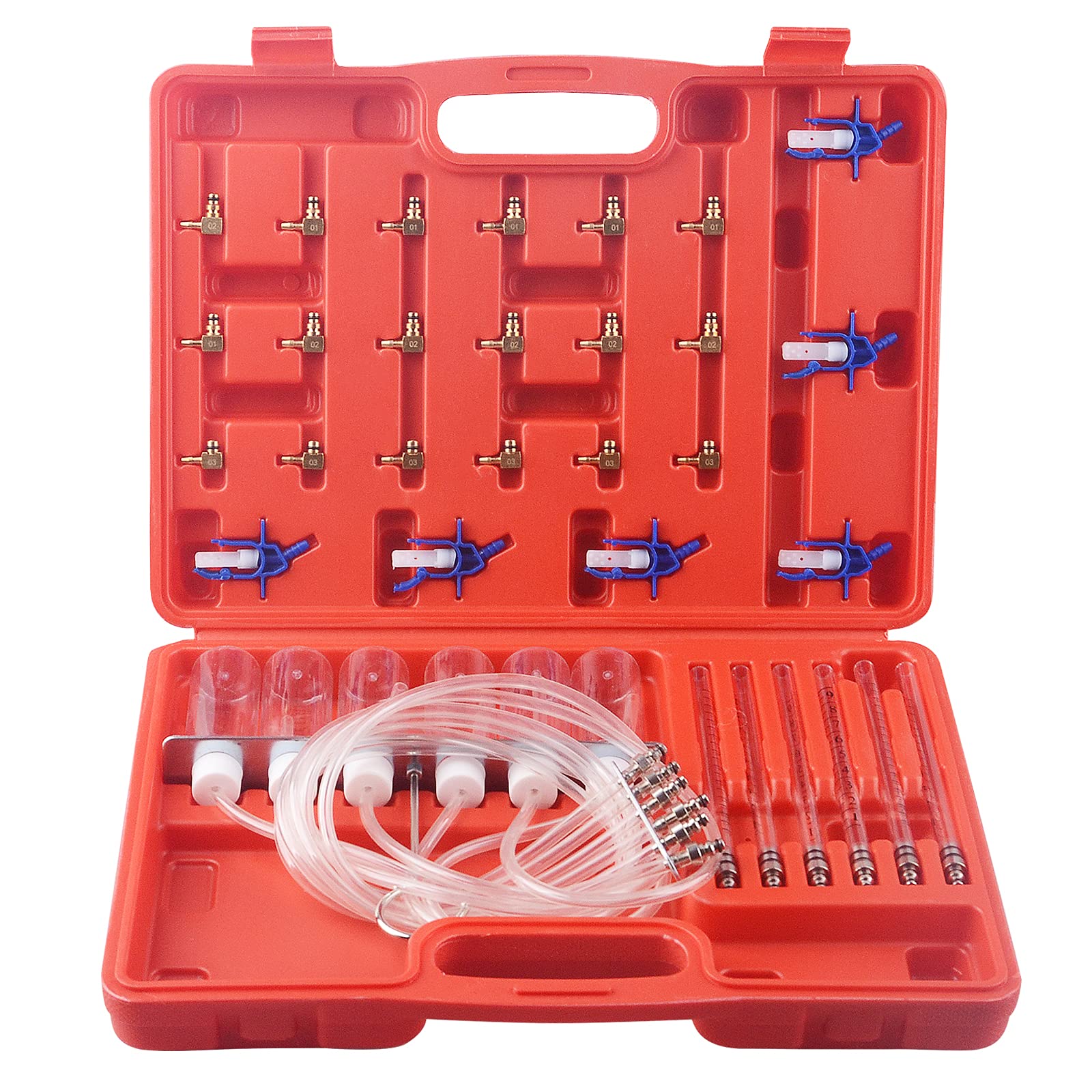 Photo 1 of 6 Cylinder Diesel Injector Flow Meter Diagnostic Set, Cylinder Common Rail Adaptor Test Tool Leak Off Test Kit