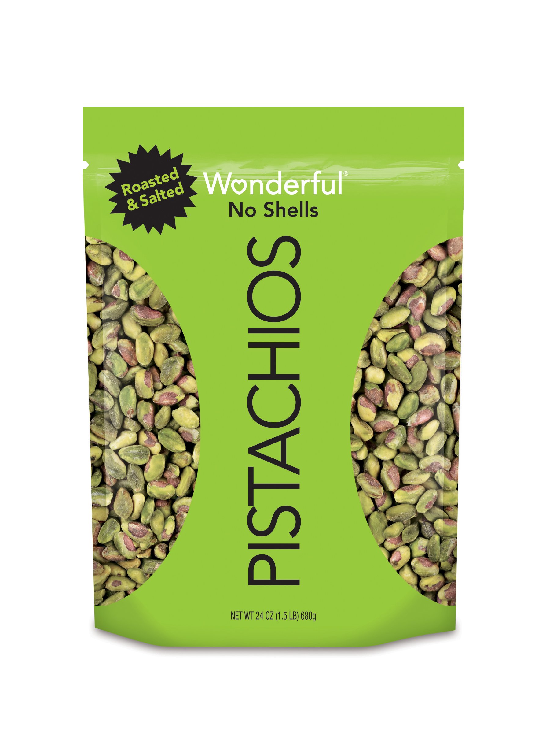 Wonderful Pistachios, No-Shell, Roasted and Salted, 24 Ounce Bag