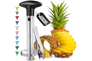 Zulay Kitchen Pineapple Corer – Triple-Reinforced Stainless Steel with Eye Remover Tool, Sharp Serrated Blade & Ergonomic Gri