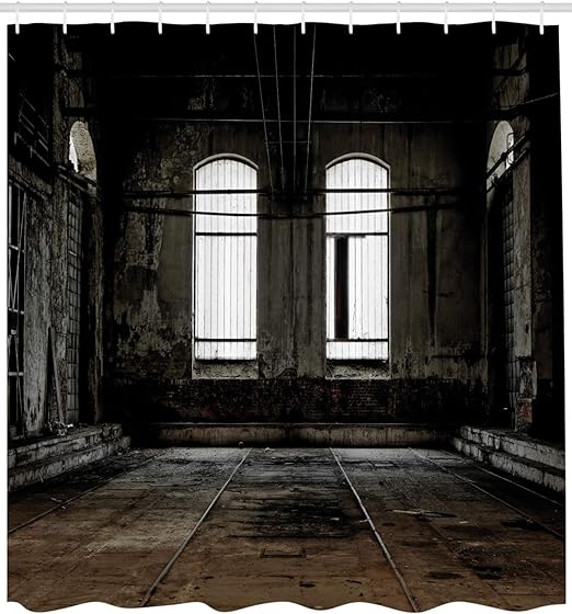 Amazon Com Ambesonne Industrial Shower Curtain Vintage Style