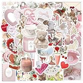 60pcs Coquette Stickers Cute Vinyl Laptop Stickers, Waterproof Aesthetic Stickers, Pink Sticker Pack for Girls Water Bottles Laptop Computer Phone Guitar (60 Coquette Stickers)