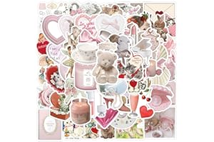 FYFDLLTF 60pcs Coquette Stickers Cute Vinyl Laptop Stickers, Waterproof Aesthetic Stickers, Pink Sticker Pack for Girls Water Bottles Laptop Computer Phone Guitar (60 Coquette Stickers)