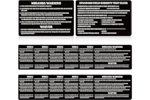 Motiskyy 12 Pcs Miranda Warning Card Metal Miranda Rights Card Engraved Standard Field Sobriety Test Clues for Law Enforcement, Police, Black Privilege(English)
