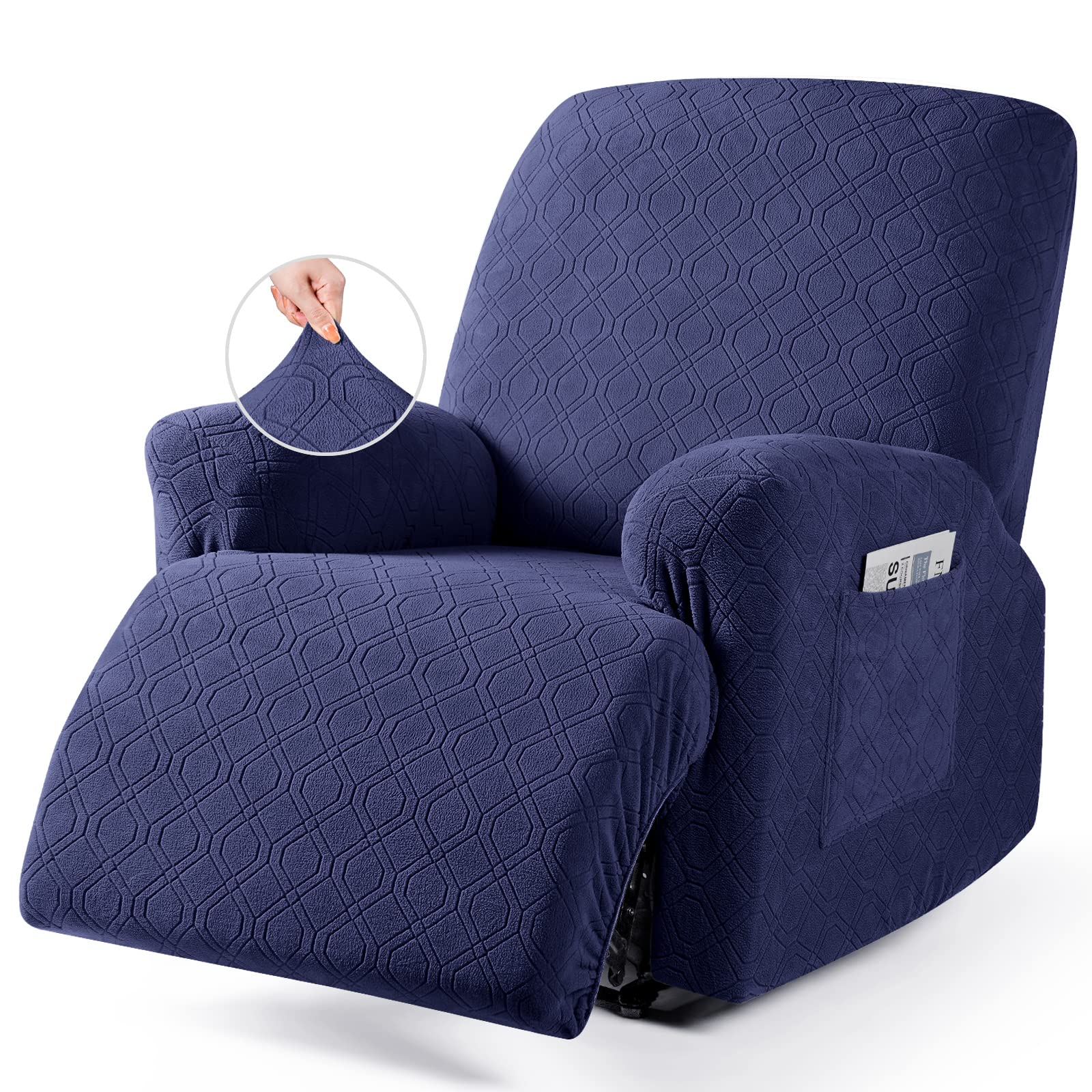 Photo 1 of VANSOFY Recliner Chair Cover, 3-Pieces Stretch Recliner Covers for Recliner Chair Soft Reclining Chair Slipcover Furniture Protector for Dogs Cats(Navy Blue)