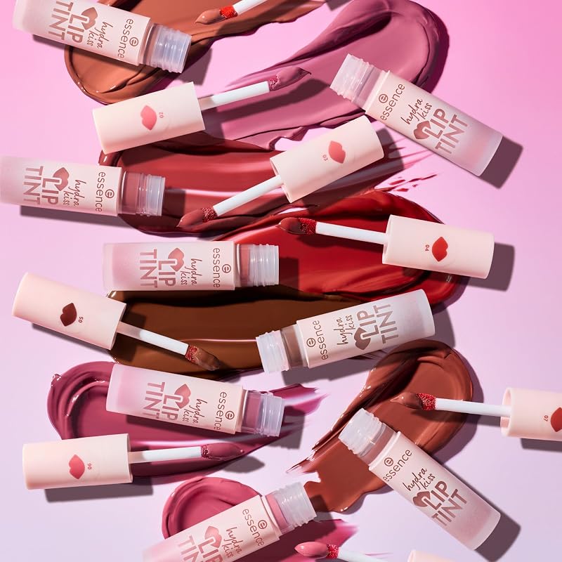 essence hydra kiss LIP TINT, Lippenstift, Nr. 06, Rot, langanhaltend, Färbeeffekt, natürlich, glänzend, vegan, ohne Parabene, ohne Mikroplastikpartikel, Nanopartikel frei, 1er Pack (4ml)