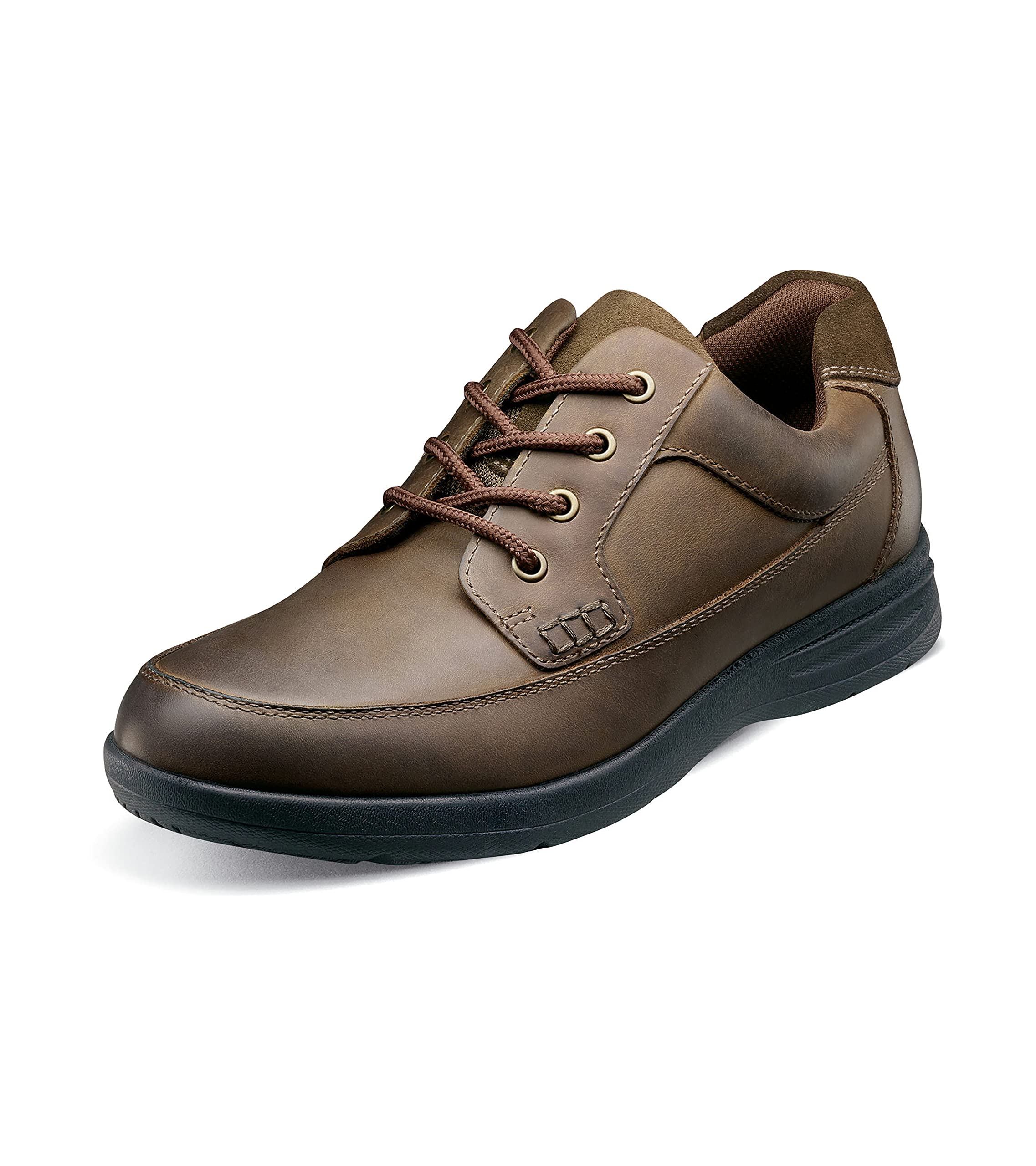 Nunn Bush Men's Cam Moc Toe Casual Lace-Up with Comfort Gel and Memory Foam, Brown Crazy Horse, 8 X-Wide Image